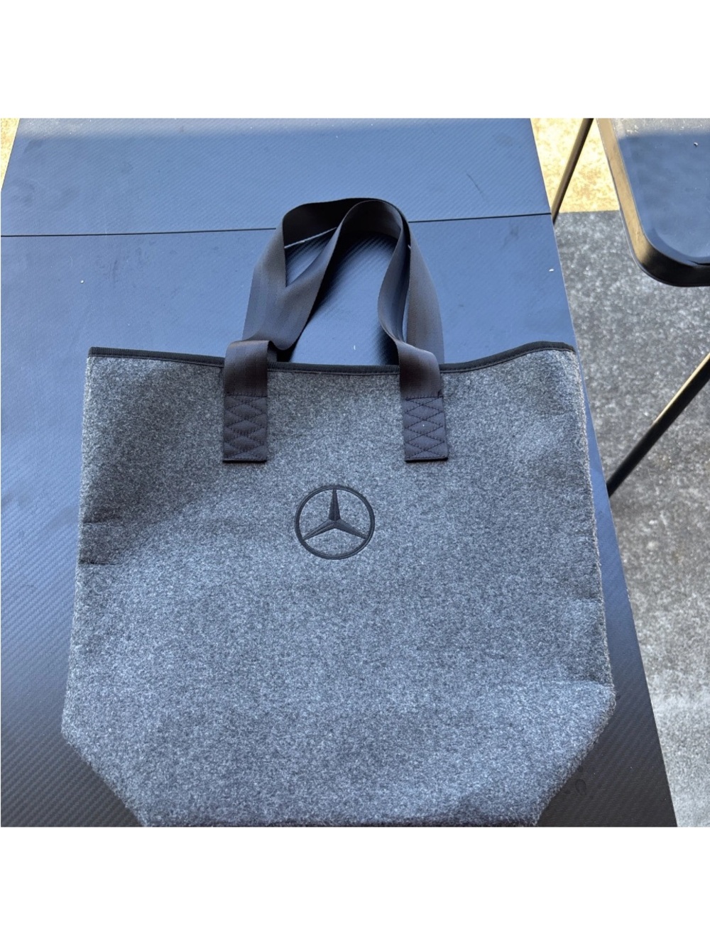 Mercedes Grey Felt Messenger Bag with Black Handles